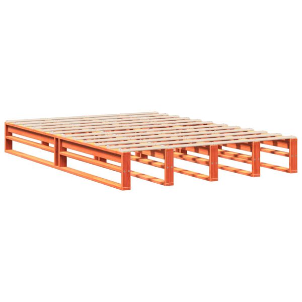 vidaXL Cama sin colch&oacute;n madera maciza de pino marr&oacute;n cera 140x190 cm