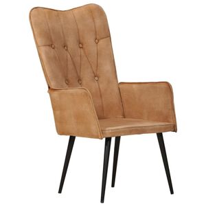 vidaXL Sill&oacute;n orejero de lona marr&oacute;n