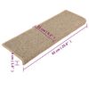vidaXL Felpudos para escaleras 15 unidades 65x21x4 cm Beige oscuro Borde rectangular