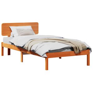 vidaXL Estructura de cama con cabecera Marr&oacute;n cera 90 x 190 cm
