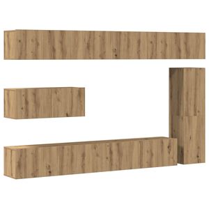 vidaXL Mueble para TV de pared madera contrachapada artesanal 7 piezas