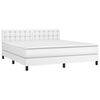 vidaXL Cama box spring colch&oacute;n y LED cuero sint&eacute;tico blanco 180x200 cm