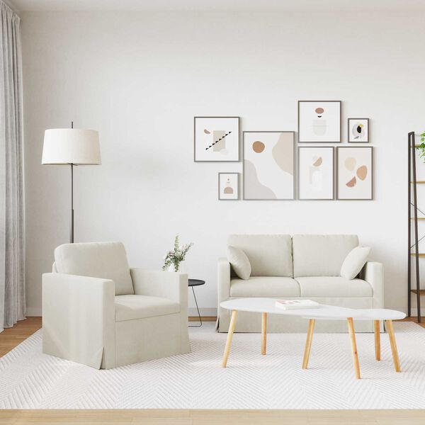 vidaXL Sof&aacute; 2 pcs Crema 138 x 78 x 80 cm Terciopelo