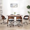 vidaXL Sillas de comedor giratorias 6 uds madera curvada y cuero negro