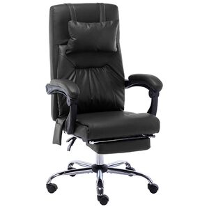 vidaXL Silla de oficina de masaje de cuero sint&eacute;tico negra