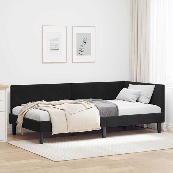 vidaXL Estructura de cama en esquina Negro 80 cm x 200 cm Terciopelo