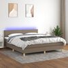 vidaXL Cama box spring con colch&oacute;n LED tela gris taupe 160x200 cm