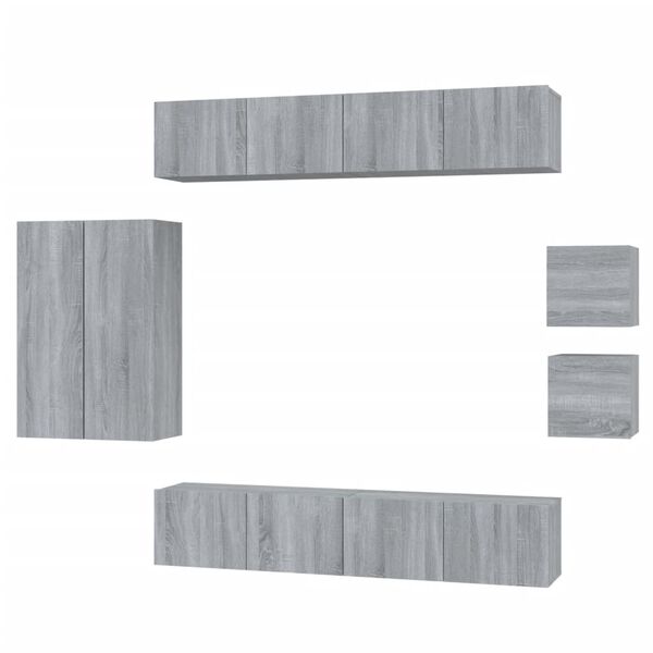 vidaXL Set de muebles para TV 8 pzas madera contrachapada gris Sonoma
