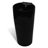 vidaXL Lavabo redondo de cer&aacute;mica con orificio de grifo/desag&uuml;e negr