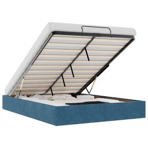 vidaXL Estructura de cama otomana sin colch&oacute;n azul oscuro 140x200 cm