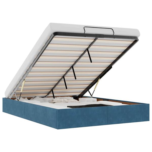 vidaXL Estructura de cama otomana sin colch&oacute;n azul oscuro 140x200 cm