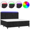 vidaXL Cama box spring colch&oacute;n y LED terciopelo negro 200x200 cm