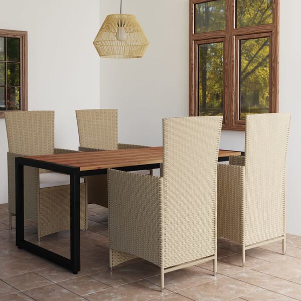 vidaXL Juego de comedor para jard&iacute;n 5 piezas beige