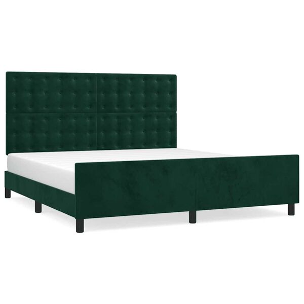 vidaXL Estructura cama sin colch&oacute;n terciopelo verde oscuro 160x200 cm
