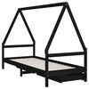 vidaXL Estructura cama infantil y cajones madera pino negro 90x190 cm