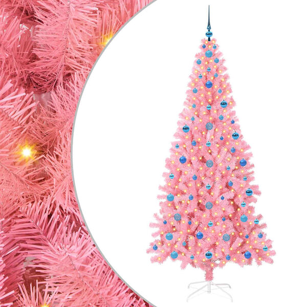 vidaXL &Aacute;rbol de Navidad con 300 LED con soporte Rosa 210 cm PVC