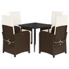 vidaXL Set comedor de jard&iacute;n 5 piezas y cojines rat&aacute;n sint&eacute;tico marr&oacute;n