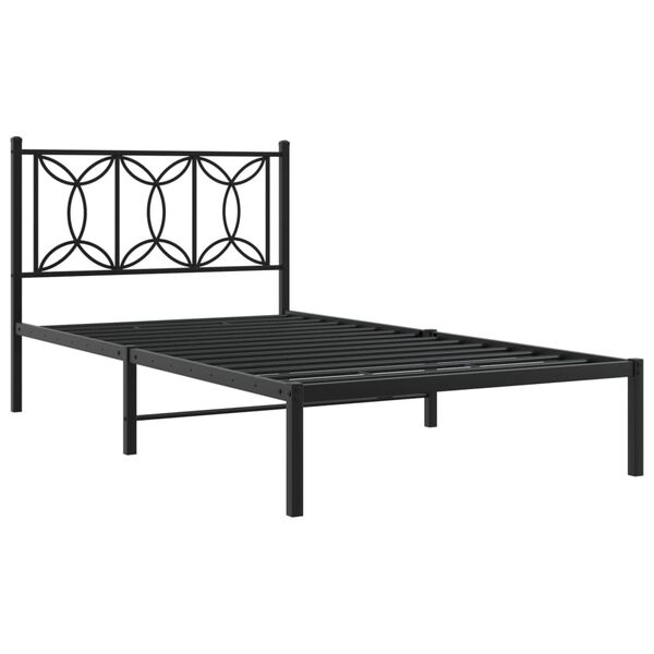 vidaXL Estructura cama sin colch&oacute;n con cabecero metal negro 100x190 cm
