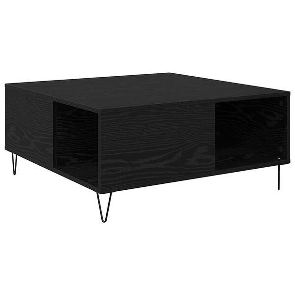 vidaXL Mesa de Café Roble Negro 80 x 80 x 36,5 cm Madera de ingeniería