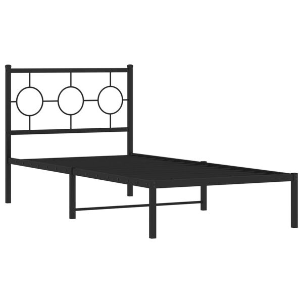 vidaXL Estructura cama sin colchón con cabecero metal negro 90x190 cm