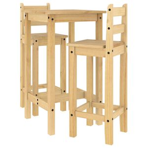 vidaXL Set de mesa alta y taburetes de bar 3 pzas madera maciza pino