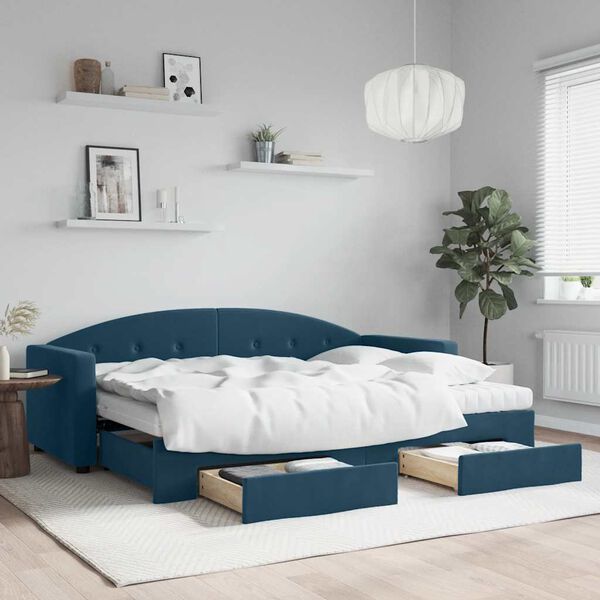 vidaXL Sof&aacute; cama nido con cajones terciopelo azul 80x200 cm