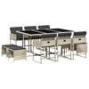 vidaXL Set de comedor de jard&iacute;n 11 pzas y cojines rat&aacute;n sint&eacute;tico gris