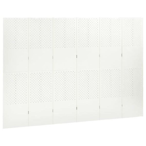 vidaXL Biombo divisor de 6 paneles acero blanco 240x180 cm