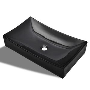 Lavabo de cer&aacute;mica rectangular color negro