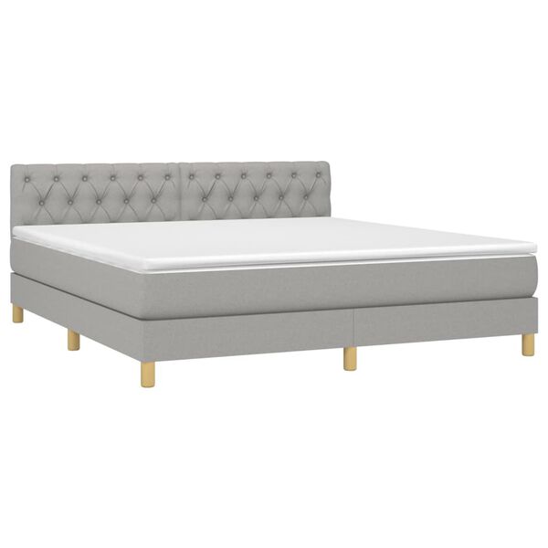 vidaXL Cama box spring con colch&oacute;n tela gris claro 160x200 cm