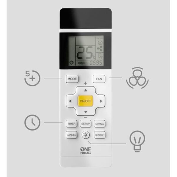 One For All Mando a distancia de aire acondicionado blanco