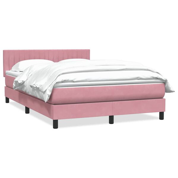 vidaXL Cama box spring con colch&oacute;n terciopelo rosa 160x220 cm