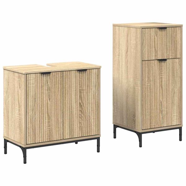vidaXL Juego de muebles de ba&ntilde;o con caj&oacute;n 2 pcs Roble Sonoma