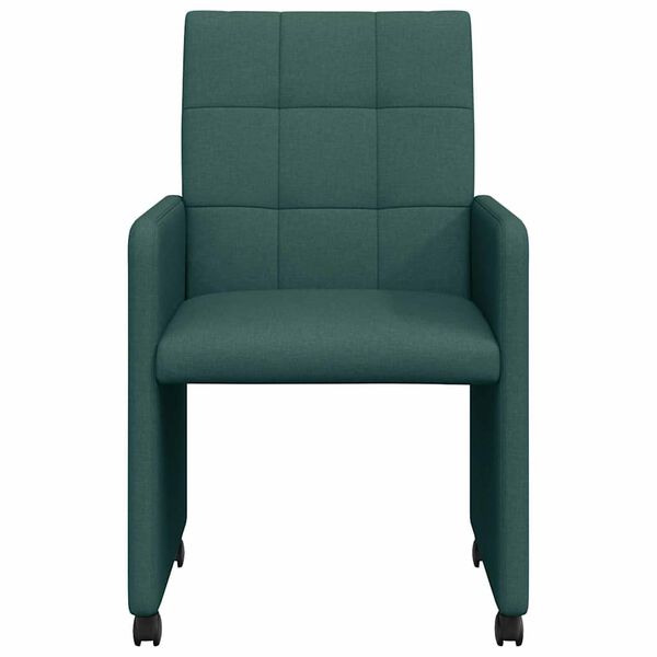 vidaXL Sillas de Comedor con Ruedas 2 pcs Verde oscuro 58 x 65 x 94 cm