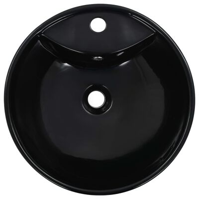 vidaXL Lavabo con rebosadero 46,5x18 cm cerámica negro