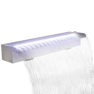 Fuente cascada rectangular LED para piscina acero inoxidable 60 cm