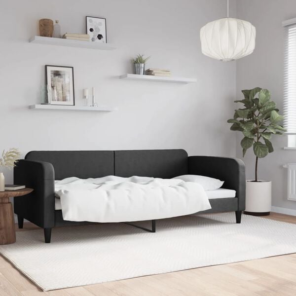 vidaXL Sof&aacute; cama sin colch&oacute;n tela negro 90x200 cm
