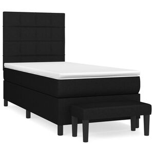 vidaXL Cama box spring con colch&oacute;n tela negro 80x200 cm