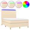 vidaXL Cama box spring colch&oacute;n y luces LED tela crema 140x190 cm