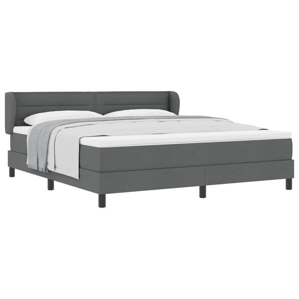 vidaXL Cama tipo Box Spring con colch&oacute;n Gris oscuro 180 x 200 cm tela