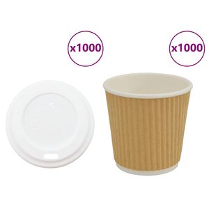 vidaXL Vasos de café de papel con tapa 1000 uds 4oz 100ml