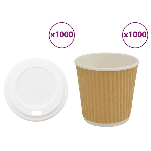 vidaXL Vasos de café de papel con tapa 1000 uds 4oz 100ml