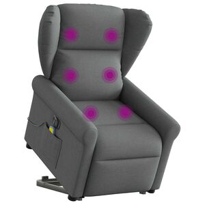 vidaXL Sill&oacute;n de masaje el&eacute;ctrico reclinable elevable tela gris oscuro