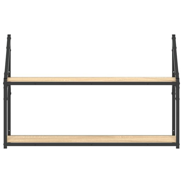 vidaXL Estanter&iacute;a de pared 2 niveles madera roble Sonoma 80x21x51 cm