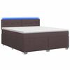 vidaXL Cama con Base Tapizada, Colch&oacute;n y Luz LED Marr&oacute;n Oscuro Tela