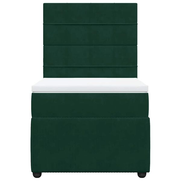 vidaXL Cama box spring con colch&oacute;n terciopelo verde oscuro 90x190 cm