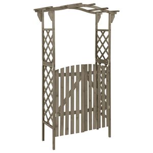 vidaXL P&eacute;rgola con puerta madera maciza de abeto gris 116x40x204 cm