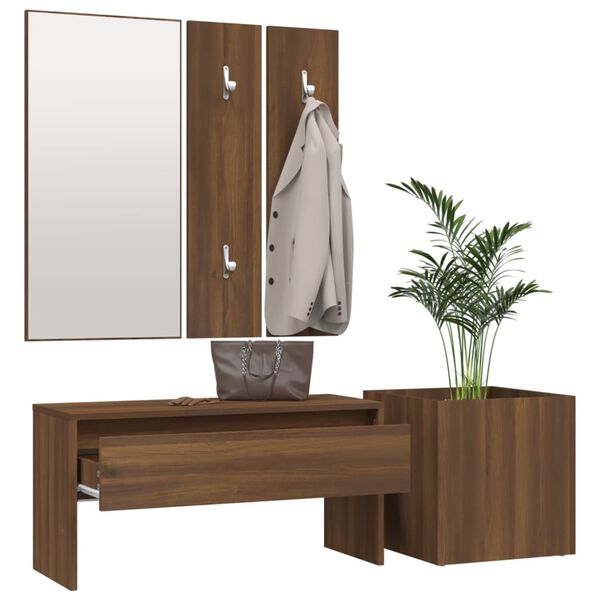 vidaXL Set de muebles de recibidor madera contrachapada roble marr&oacute;n