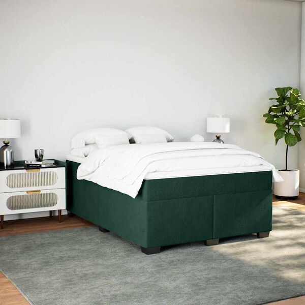 vidaXL Cama box spring con colch&oacute;n terciopelo verde oscuro 160x200 cm