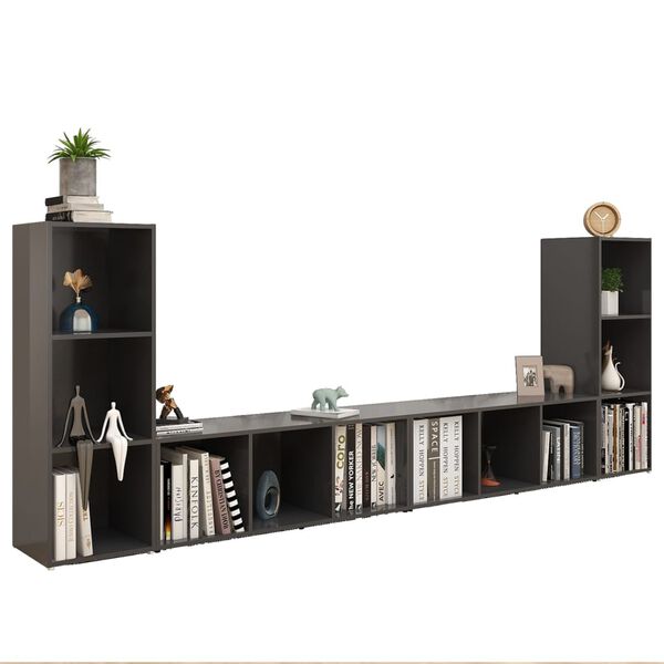 vidaXL Muebles de sal&oacute;n 4 pzas madera ingenier&iacute;a gris 107x35x37 cm